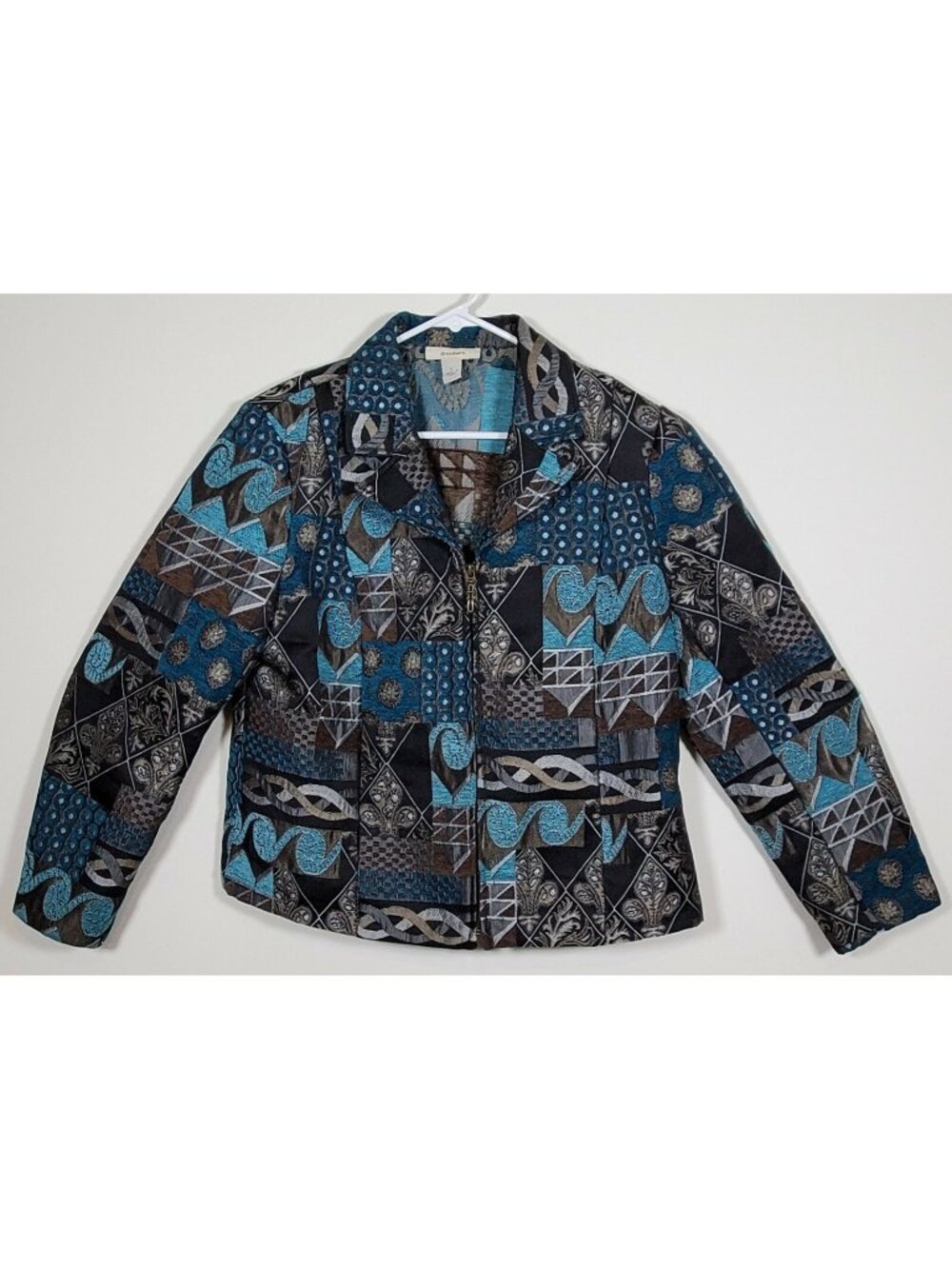 DRESS BARN ZIPPERED JACKET WITH GEOMETRIC PRINT  SIZE LARGE WOMEN'S